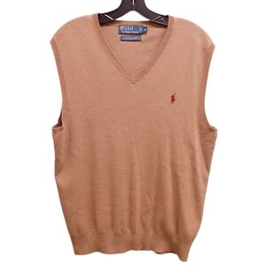 Polo by Ralph Lauren Men's V-Neck Brown Sweater Vest Size Medium